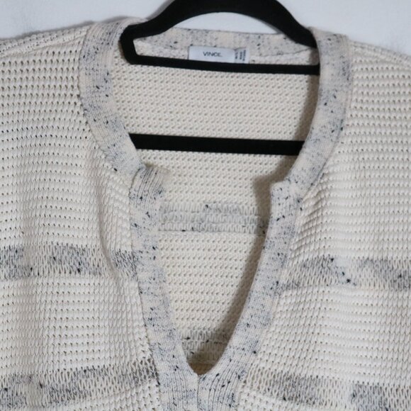 Vince Speckle Stitch Popover Sweater Top Womens Medium Large Tunic Striped Knit - Picture 7 of 8